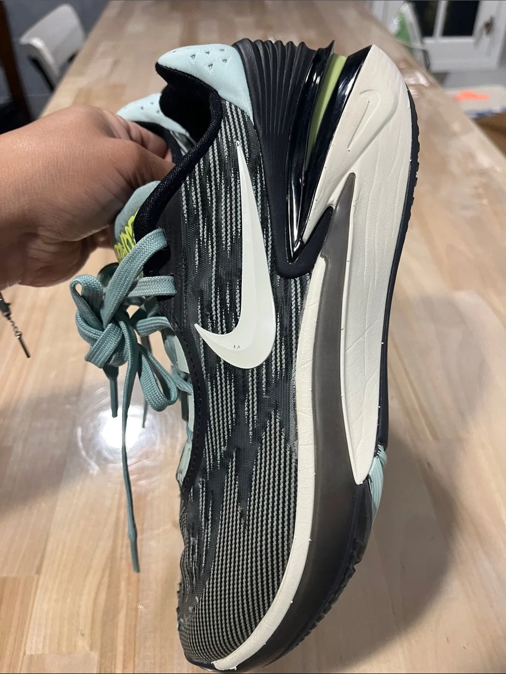 Nike Black and Mint Low-Top Basketball Shoes